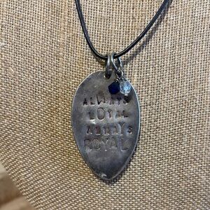 Silver Pendant Necklace with Blue Charm